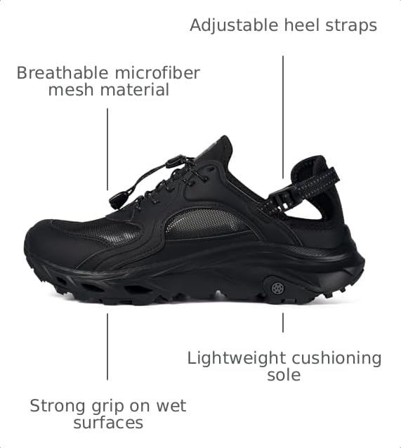 Image of Mens Amphibious Water Shoes Outdoor Hiking Sandals Quick Dry Swim Beach Aqua Shoes Closed Toe Non-Slip for River Fishing Sailing Travel Camping Athletic