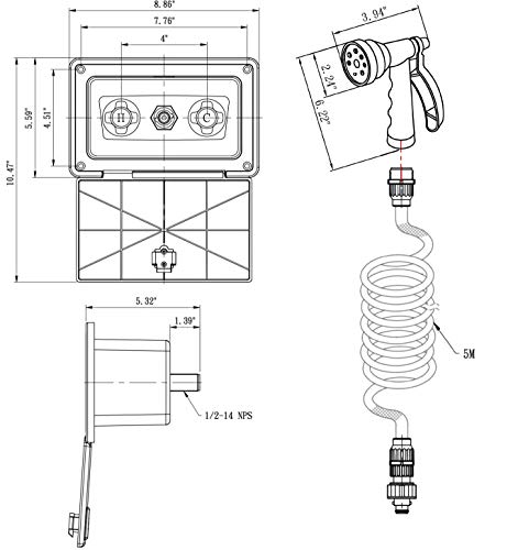 Dura Faucet DF-SA189-BK RV Exterior Quick Connect Sprayer, Hose, and Exterior Spray Box Kit (Black) - Thumbnail 2