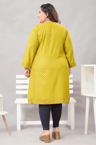 Image of DARIKA Colour Kalamkari Print Kurti for Women in Pine Cotton Plus Size & Small Size.