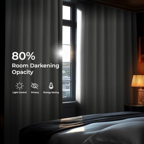 Image of HPD Half Price Drapes Grommet Linen Curtains 84 Inches Long Room Darkening Curtains for Bedroom & Living Room (1 Panel), 50W x 84L, Oyster