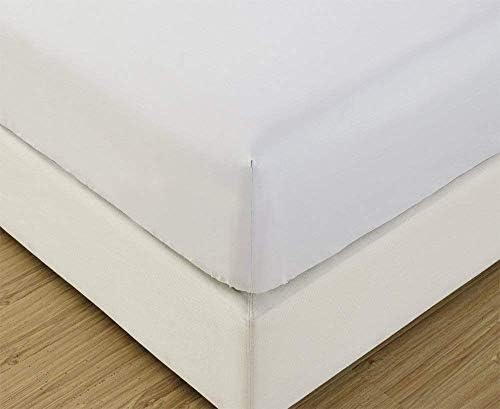 Roy Textile Soft Touch 100% Cotton Fitted Sheet Set - 12" / 30cm Deep Bed Sheet with Matching Pillowcases - White - Small Double 4FT