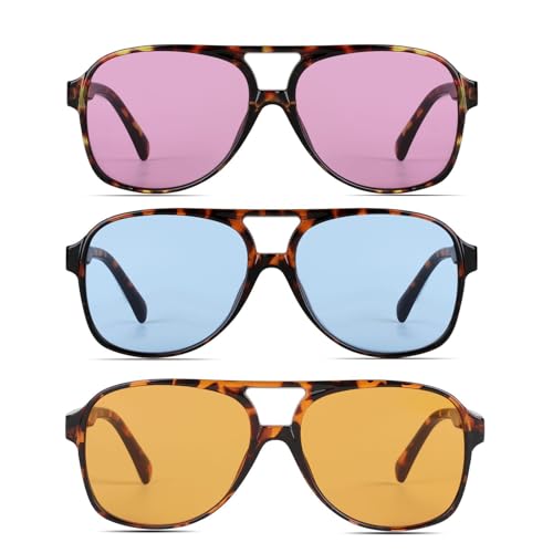 Image of Freckles Mark Vintage Retro 70s Sunglasses for Women Men Classic Large Square Aviator Trendy Glasses