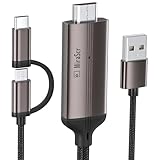 2-in-1 USB Type C/Micro USB - TV HDMIケーブル 6.6フィート MHL-HDMIアダプター 1080P HD HDTV ミラーリング&充電ケーブル すべてのAndroidスマートフォン タブレットからテレビ/プロジェク
