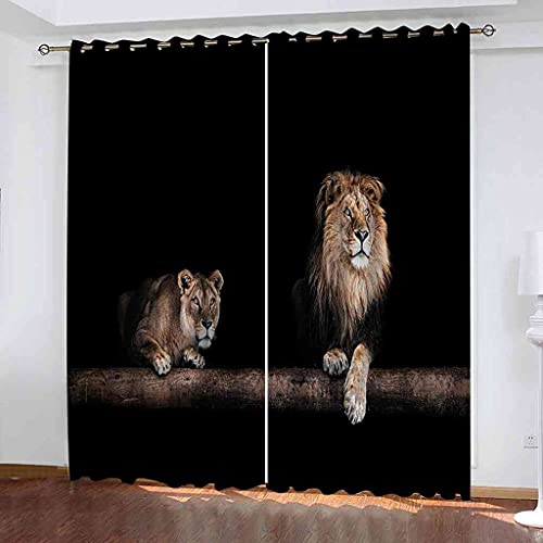 Rideaux à oeillets phonique 100% polyester motif lion 3D - 2