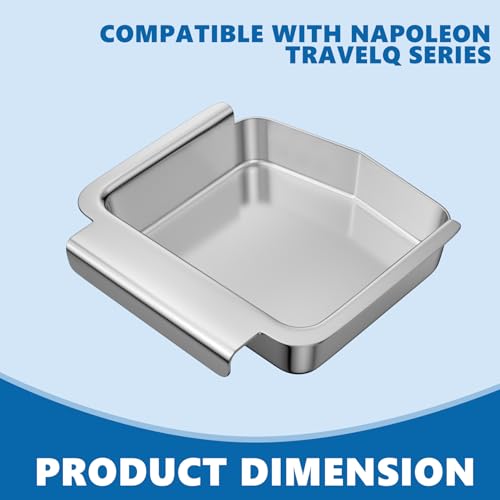Image of SafBbcue Stainless Steel Grease Tray Replacement 62006 for Napoleon TravelQ 285 Series Grill | Fits Napoleon TravelQ 285 /TQ240 /TQ285X /PRO285 /PRO285X, Replaces 62006, Rust-proof, easy clean, durable, Dishwasher safe