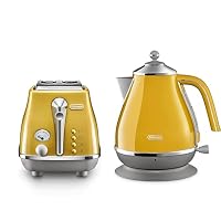 De'Longhi Icona Capitals Breakfast Collection, Bundle Includes 2-Slice Toaster and Electric Kettle, New York Yellow