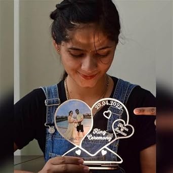 MyPhotoPrint Unique Personalized Heart Couple Photo Acrylic Lamp - Lamp for Couple Gift |Anniversary| Wedding| Marriage| Valentine Day| Birthday| Girlfriend| Boyfriend(Warm White/Multicolored)