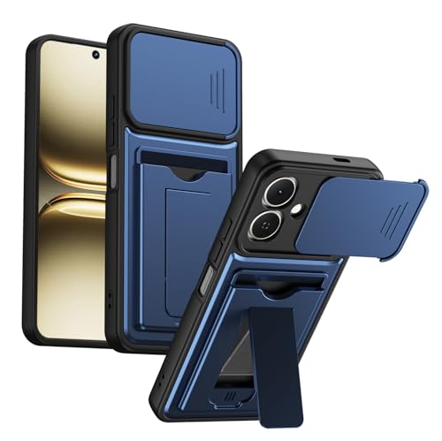 �X�}�z�P�[�X �Ή��@�� for Tecno Pop 10 / Spark Go 2 �J�[�h�z���_�[�t���L�b�N�X�^���h�E�X���C�h�����Y�E�ϏՌ�PC+TPU�ی�J�o�[ Blue