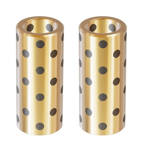 FOCMKEAS 2 Pcs 8mm ID×10mm OD×25mm Length Brass Graphite Wrapped Oilless Bushings JDB Oilless Graphite Lubricating Bushing Self-lubricating Plain Bearing for Rotating or Transmission Machinery