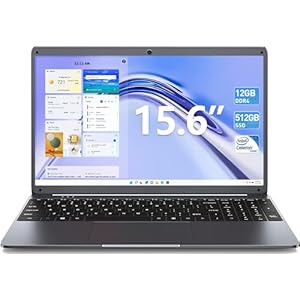 SGIN Laptop 15.6 Inch Laptop 12GB RAM 512GB SSD Storage(TF Card 512GB), 1080P FHD Celeron N5095, Full Size Keyboard, PC Notebook with 2xUSB 3.0, Dual Band WiFi, Bluetooth 4.2 (Gray)