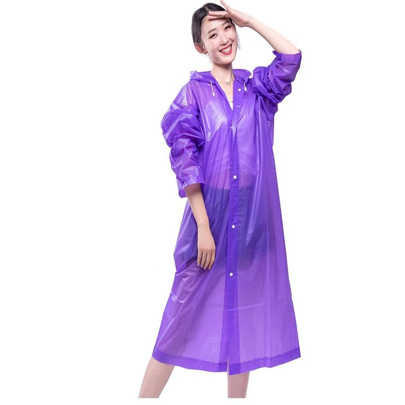 Image of FabNext� Unisex EVA Waterproof Transparent Rain Coat Hooded Outdoor Water Resistant Reusable Portable Raincoat Suit for Men & Women EVA Rain Coat (Free Size)
