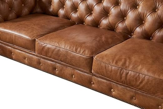 Image of Solid Wood Velvet Fabric L Shape Sofa Sofa for Living Room Button Tufted Sofa Chair for Home & Office (Left Aligned L-Shaped (Brown latharate)