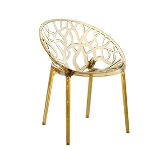 SIEDITI FUORI E DENTRO Sedie moderne in policarbonato trasparente, sedie impilabili di design per sala da pranzo e cucina trasparenti - Elettra (2, Champagne)