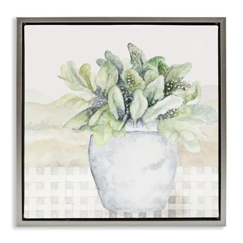 'Potted Farm Herbs Arrangement'| Floating Frame Canvas Art