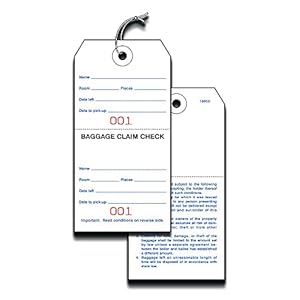 Hotel Luggage Claim Tag with String, Serial Numbering, and Perforated Claim Ticket – Blank White Disposable Bag Tags for Hotel and Motel Bag Storage (Set of 1000)
