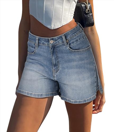 Image of CHICZONE Womens Mid-High Waisted Stretchy Denim Jean Shorts