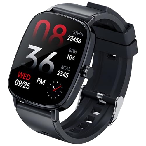 BOSREROY Reloj inteligente para hombre: rastreador de fitness de 2 pulgadas/2 pulgadas, llamada inalámbrica, monitoreo de frecuencia cardíaca, correa de TPU, impermeable IP67, uso extendido
