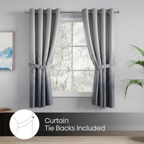 Image of haus & kinder Blackout Window Curtains 5 Feet Long Pack of 2 Window Curtains, 5 Feet Curtains for Window, 80% Room Darkening (Ash, 114x152 CM)