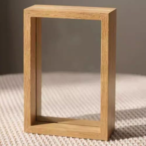 Serenitison Marco de fotos de vidrio transparente en ambos lados, foto de madera, marco flotante en ambos lados, marco de fotos de plantas con muestra de flores secas, caligrafía papel