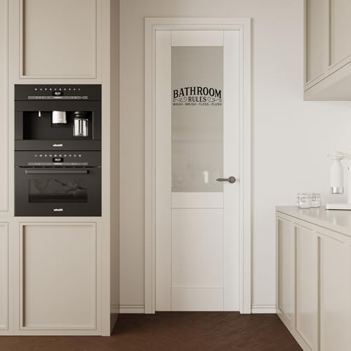 24in x 80in Frosted Glass Bathroom Door with Vinyl Sticker