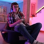 Throne Boss Gaming Bean Bag Chair Cover for Adults with High Back, Red – Large Floor Gaming Chair Cover, Easy to Clean Fabric, Large Pockets, Headphone Hanger, Requires 350 Liters Polystyrene Beans - Image 2