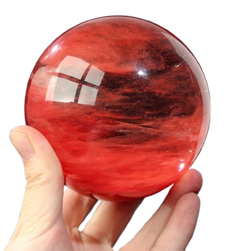 Boule de cristal magique rouge 16cm pour la divination et le scrying