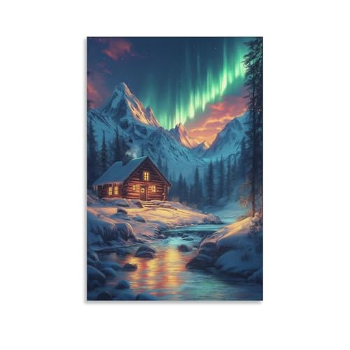 Impression sur toile aurores boréales grand tableau couloir chambre
