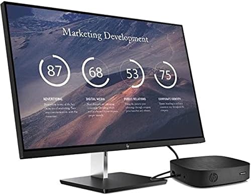 HP t430 Thin Client connected to a monitor displaying a business dashboard