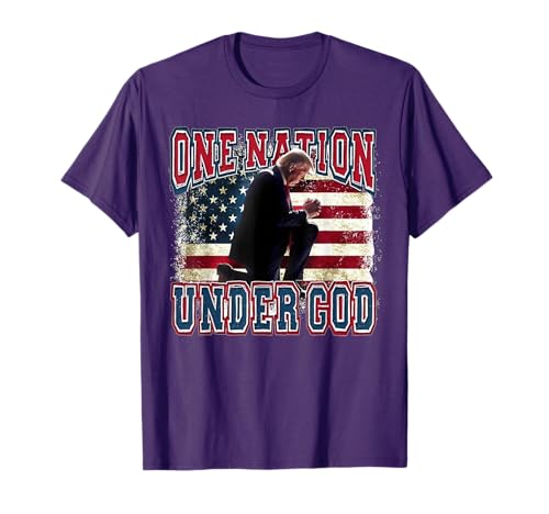 One Nation Under God Trump Pray Jesus USA Flag Distressed