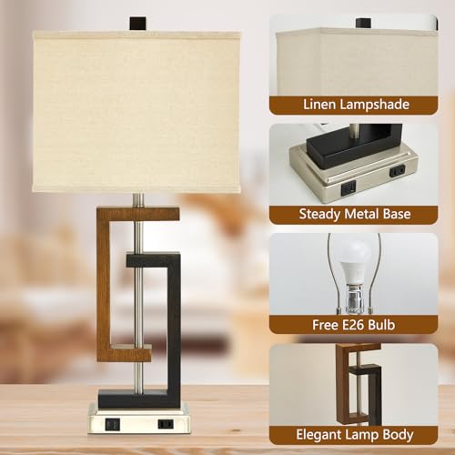 Maichixin Table Lamp, Set Of 2 Lamps For Night Stands, 3 Way Dimmable Lamp For Bedroom, Touch Control Bedside Lamps, Table Lamps With Type C+A Ports & Ac Outlet, Touch Lamp With Fabric Shade thumb #4
