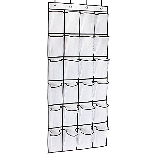 Freyry Over The Door Shoe Organizer 24 Large Mesh Pockets (White)
