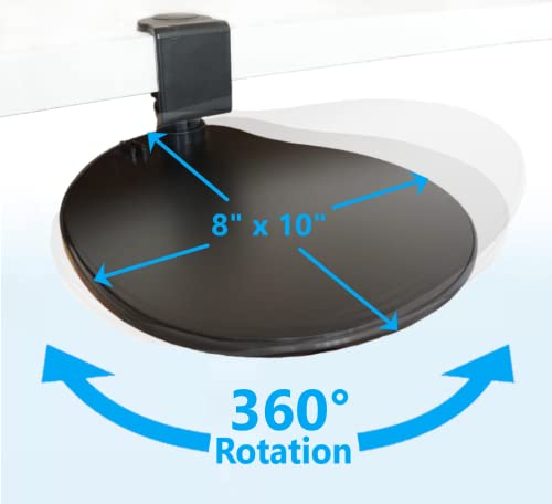 Max Smart Clamp On Mouse Platform, Clip On Mouse Pad Rotating 360, Ergonomic Mouse Tray Attachment, Office Mouse Pad, Slide Out Mouse Tray For Home, Office To Save Space (Black) #TOP1