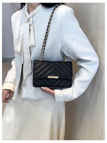 SweatyRocks Women's PU Leather Crossbody Purse Chain Square Bag Small Shoulder Handbags2