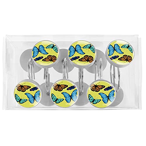 Crochets de douche papillon jaune pour décorer la salle de bain - 6