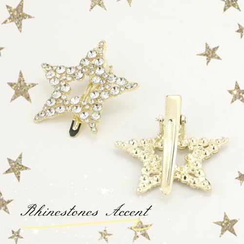2 Pinzas de Estrella con Diamantes de Imitación Doradas miniatura 3