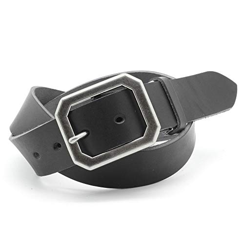 [栃木レザー] ベルト（スムース） 40㎜幅 カットコーナースクエアバックルベルト（RC-085L） (BLACK)