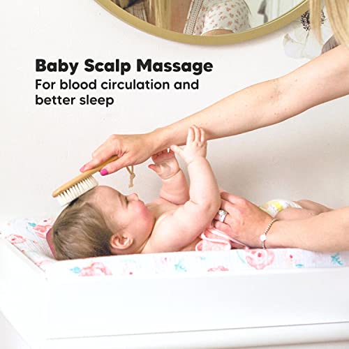 image for KeaBabies Baby Hair Brush - Natural Wooden Cradle Cap Brush with Soft 
