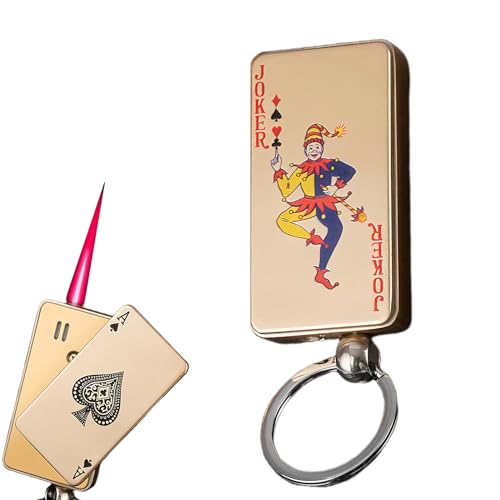 Encendedor metálico con diseño de cartas de poker miniatura 1