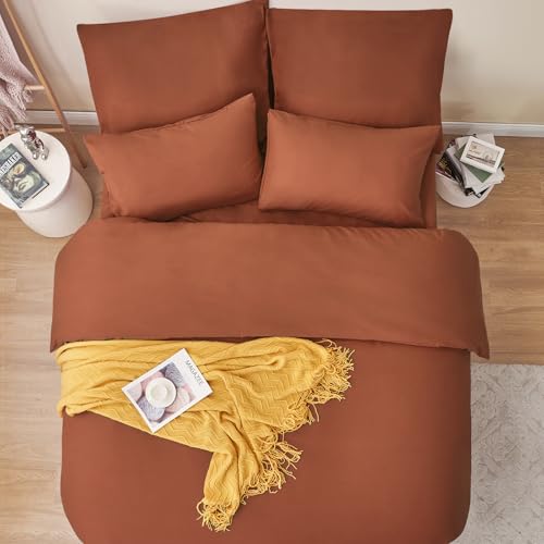 RUIKASI Bettwäsche 200x200 Orange 3teilig - Polyester Mikrofaser Bettwäsche-Sets Oeko-TEX… – Ansicht 5