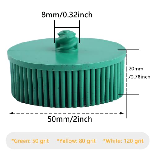 Image of 9 Pack 2 Inch Bristle Disc Grit 50# 80# 120# Attachment Abrasive Coating Removal Disc for Metal (9, 2 inch)