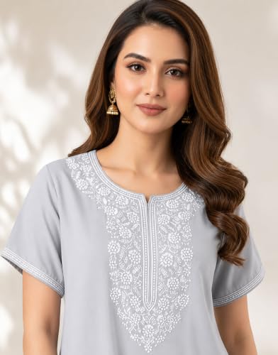 Image of BellaMora Nighty| Nighty for Women Stylish| Alpine Nighty for Women| Night Gown for Women Stylish| Breathable Alpine Fabric| Elegant Embroidery|