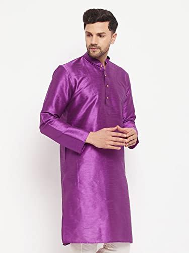 Image of VM Men's Purple Silk Blend Kurta VMMK001PU 36
