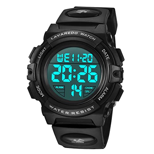 aswan watch Montre Digitale Enfant avec Chronometre, Eclairage, Alarme, Calendrier-Montres Sport pour Garcon avec Bracelet en Silicone-M