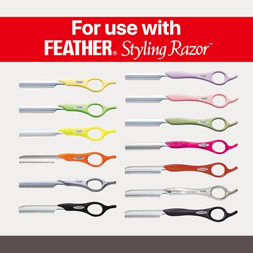 Feather Styling Razor Standard Blades - Professional Hair Cutting Blades for Styling, Shaping, Feathering, & Thinning - Stainless Steel Single Edge Guarded Blade - Made in Japan - Refill Pack - 10 Ct - Thumbnail 5