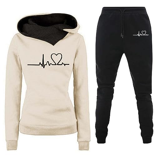 Fulidngzg Heartbeat Jogginganzug Damen Herbst Winter Gefütterte 2 Teiler...