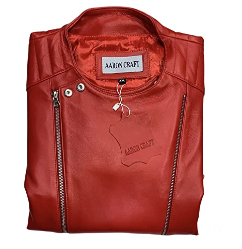 Men's Lambskin Leather Bomber Biker Jacket3