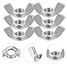 PRETYZOOM 60pcs Stainless Metal Flange Nuts Assortment M4 M5 M6 M8 Hand-Twist Butterfly-Shaped Machine Nuts for Industrial Fixing and Storm Shutter Applications