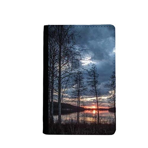 Porte-passeport motif arbre et lac pochette de voyage multicolore pour papiers d'identité