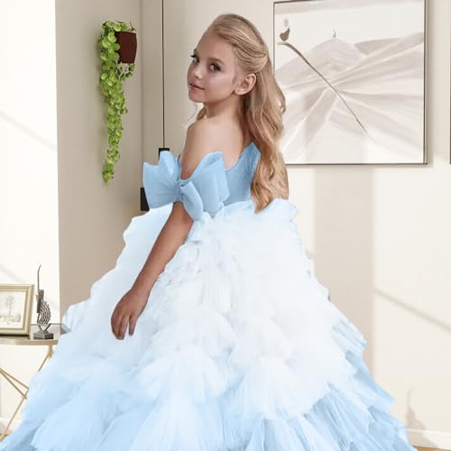 One Shoulder Flower Girl Dress Mesh High Waist Prom Dresses Sleeveless Bow Floor Length Pageant Formal Occasions3