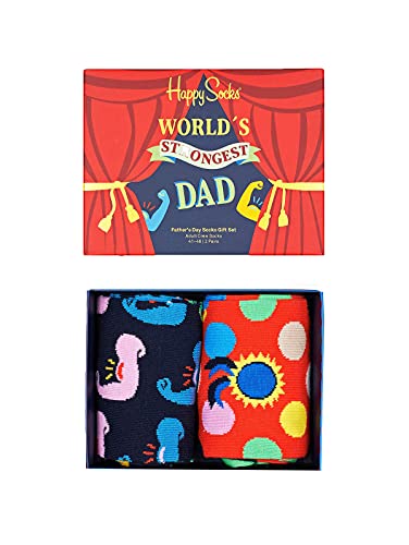 Happy Socks World's Strongest Dad 2 - Pack Gift Set (Bright Combo, 10-13)